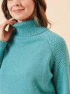 ladies jumper, ladies roll neck jumper, roll neck jumper, blue jumper, green jumper, knitted jumper, knitwear, womens knitted jumper, ladies knitted jumper