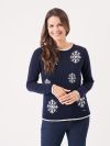 ladies jumper, womens jumper, ladies knitwear, womens knitwear, snowflake jumper, ladies snowflake jumper, navy knitted jumper, 