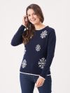 ladies jumper, womens jumper, ladies knitwear, womens knitwear, snowflake jumper, ladies snowflake jumper, navy knitted jumper, 