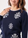 ladies jumper, womens jumper, ladies knitwear, womens knitwear, snowflake jumper, ladies snowflake jumper, navy knitted jumper, 