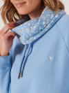 ladies cowl neck hoodie, ladies hoodie, ladies blue hoodie, women's hoodie, women's blue hoodie