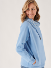 ladies cowl neck hoodie, ladies hoodie, ladies blue hoodie, women's hoodie, women's blue hoodie