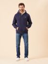 navy, zip through, zip up, hoody, hoodie, sweatshirt, faux fur lined, fleece, sweat jacket, winter, basic, cream lining,  