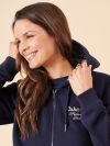 ladies hoodie, ladies navy hoodie, ladies zip hoodie, zip hoodie, womens hoodie, womens sweatshirt, womens navy hoodie