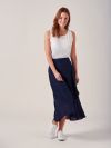 Elsa NAVY Mock-wrap Frill Skirt | Quba & Co