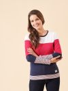 colour block, stripe, t-shirt, top, long sleeve, white, pink, navy, contrast, ladies, basic