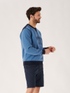 lifestyle, blue, navy, mid blue, graphic, branded, contrast, sweatshirt, jumper, pull over, fleece, basic, comfy, casual