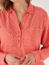 shirt, ladies shirt, coral shirt, heart print shirt, heart