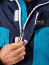 navy, teal, white, technical, fleece lined, hooded, sailing, jacket, coat, multi pockets, detachable hood, contrasting, features, x-series, sporty