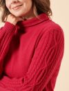 ladies jumper, womens jumper, womens knitted jumper, knitwear, ladies knitwear, red jumper, roll neck jumper, ladies roll neck jumper