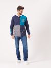 navy, teal, white, x-series, sporty, x-series, grey, colour blocking, blue, contrast, rugby top, polo shirt, long sleeve