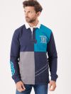 navy, teal, white, x-series, sporty, x-series, grey, colour blocking, blue, contrast, rugby top, polo shirt, long sleeve