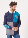 navy, teal, white, x-series, sporty, x-series, grey, colour blocking, blue, contrast, rugby top, polo shirt, long sleeve