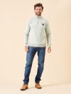 green, pale, sage, quarter zip, jumper, pull over, knitted, sweatshirt, ribbed, contrast, soft, autumn, winter, mens