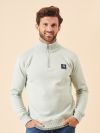 green, pale, sage, quarter zip, jumper, pull over, knitted, sweatshirt, ribbed, contrast, soft, autumn, winter, mens