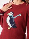 ladies jumper, ladies knitted jumper, puffin, puffin jumper, knitwear, womens jumper, womens knitted jumper