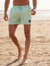 swimwear, swimshorts, menswear, mens swim, green, spearmint, all over pattern, print, lifestyle, sailboat