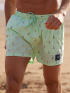 swimwear, swimshorts, menswear, mens swim, green, spearmint, all over pattern, print, lifestyle, sailboat