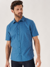 blue, blue shirt, button up, all over print, boat print, 