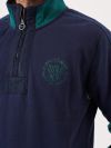 navy, heavy pique, green, sea grass, quarter zip, layer, sweatshirt, jumper, 1/4 zip, contrast 