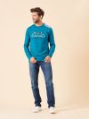 teal, bright, blue, x-series, sporty, sport, graphic, long sleeve, t-shirt, top, tee