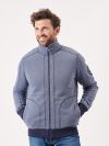 navy, blue, mid blue, slate blue, grey, cream lining, borg, borg lined, zip through, zip up, sweatshirt, jacket, 