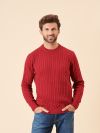 cable knit, jumper, red, deep red, pull over, sweater, ribbed, soft, winter, autumn, mens