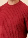 cable knit, jumper, red, deep red, pull over, sweater, ribbed, soft, winter, autumn, mens