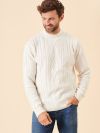 cream, white, jumper, pull over, cable knit, knitted, ribbed, winter, autumn, mens, gift, christmas, wool, lambswool