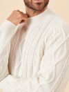 cream, white, jumper, pull over, cable knit, knitted, ribbed, winter, autumn, mens, gift, christmas, wool, lambswool