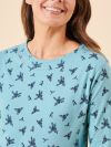 ladies t-shirt, ladies tee, womens t-shirt, long sleeve t-shirt, ladies top, womens top, blue top, puffin