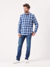 blue, mid blue, slate blue, checked, check, white, button up, shirt, brushed cotton, twill, pocket, smart, casual, mens, autumn, winter, christmas