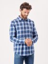 blue, mid blue, slate blue, checked, check, white, button up, shirt, brushed cotton, twill, pocket, smart, casual, mens, autumn, winter, christmas