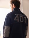 navy, quarter zip, x-series, embroidered, grey, zigzag stitching, sweatshirt, jumper, pull over, fleece