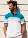 polo, polo shirt, top, short sleeve, striped, blue, white, beige, summer, smart, casual, button up, mens