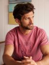 pink, rosewood, blush, navy stitching, casual, tee, t shirt, top, summer, mens, holiday