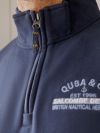 navy, sweatshirt, zip, quarter zip, lifestyle, jumper, pull over, embroidered, blue 