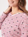 ladies t-shirt, womens t-shirt, womens stripe t-shirt, ladies stripe t-shirt, red t-shirt, t-shirt, top, womens top,