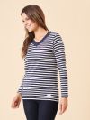 ladies long sleeve top, v-neck top, v-neck t-shirt, stripe long sleeve t-shirt, navy stripe top, womens t-shirt, ladies t-shirt, womens stripe top