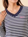 ladies long sleeve top, v-neck top, v-neck t-shirt, stripe long sleeve t-shirt, navy stripe top, womens t-shirt, ladies t-shirt, womens stripe top