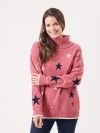 ladies knitwear, womens knitwear, knitwear, autumn, pink jumper, ladies star jumper, womens star jumper, star jumper, pink star jumper, knitted star jumper, womens pink jumper