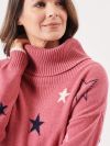 ladies knitwear, womens knitwear, knitwear, autumn, pink jumper, ladies star jumper, womens star jumper, star jumper, pink star jumper, knitted star jumper, womens pink jumper