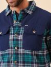 green, navy, blue, white, check, quilted, button up, autumn, winter, mens, layer, shacket, shirt, jacket