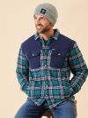 green, navy, blue, white, check, quilted, button up, autumn, winter, mens, layer, shacket, shirt, jacket