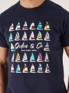 navy, t-shirt, men's t-shirt, sail boat graphic, graphic t-shirt, branded, lifestyle