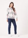ladies jumper, womens jumper, ladies knitted jumper, knitted jumper, think knitted jumper, womens knitted jumper, grey jumper, argyle, argyle jumper