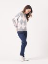 ladies jumper, womens jumper, ladies knitted jumper, knitted jumper, think knitted jumper, womens knitted jumper, grey jumper, argyle, argyle jumper