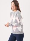 ladies jumper, womens jumper, ladies knitted jumper, knitted jumper, think knitted jumper, womens knitted jumper, grey jumper, argyle, argyle jumper
