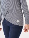 striped, long sleeve, t-shirt, top, cotton, casual, pink embroidery, navy, white, twist front