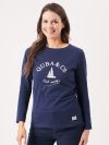 ladies t-shirt, womens t-shirt, ladies long sleeve t-shirt, sail away, boat t-shirt, navy t-shirt, ladies logo top, logo tee, logo t-shirt, womens top